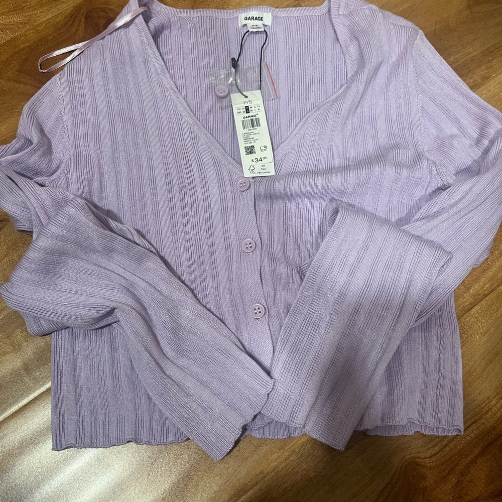 Garage Lilac Ribbed Button-Up - Picture 3 of 3